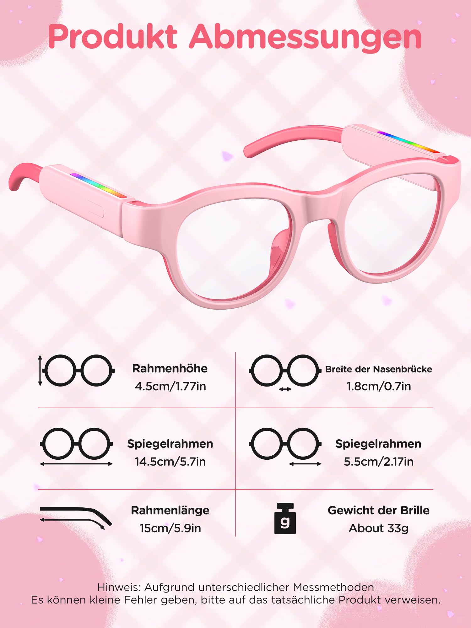 Kids Blue Light Glasses with Bluetooth Audio, Open-Frame Directional Stereo Sound, IPX4 Waterproof Smart glasses for Boys,RGB 7-color light , Kids Smart Glasses Birthday Gifts for Aged 6-12 (blue)