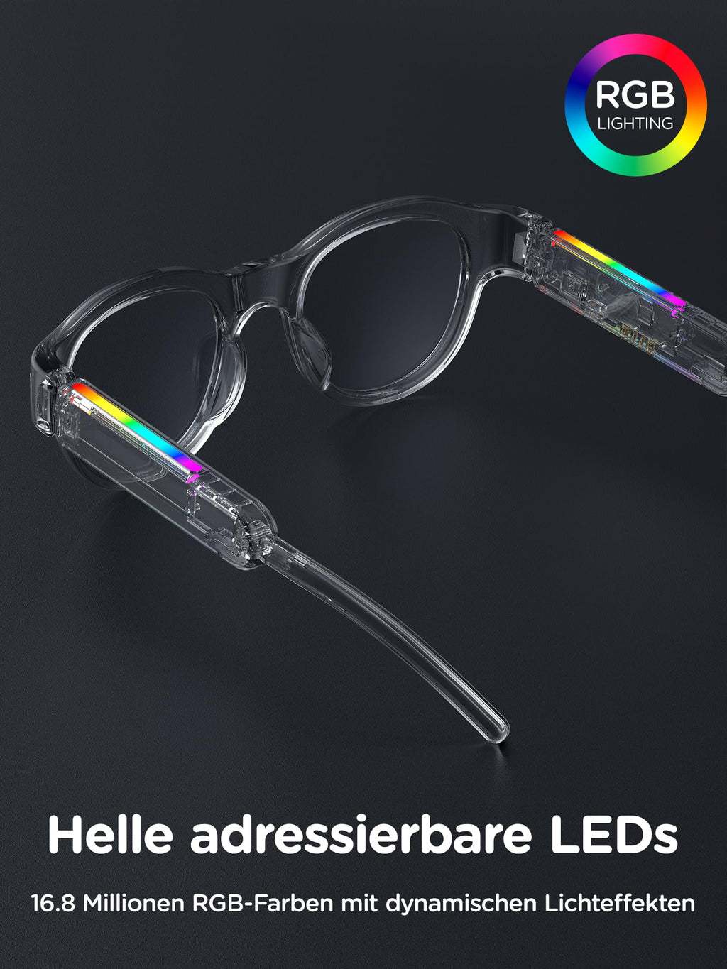 Kids Blue Light Glasses with Bluetooth Audio, Open-Frame Directional Stereo Sound, IPX4 Waterproof Smart glasses for Boys,RGB 7-color light , Kids Smart Glasses Birthday Gifts for Aged 6-12 (blue)