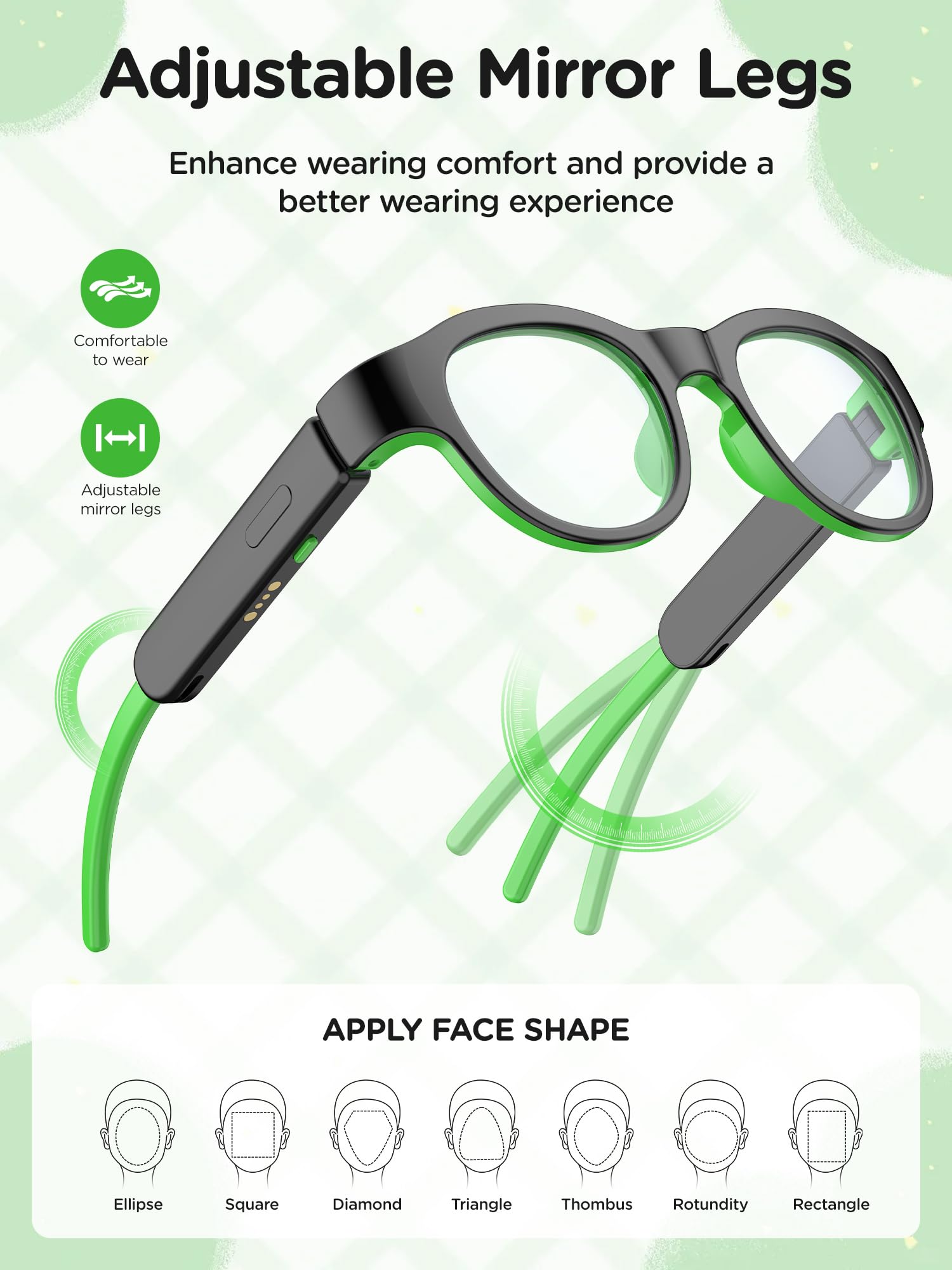 Kids Blue Light Glasses with Bluetooth Audio,Smart glasses,RGB 7-color light, Kids Smart Glasses Gifts (Black)